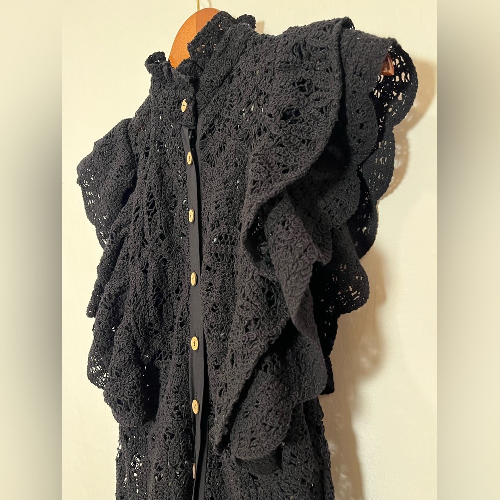 Zara Elegant Black Crochet Maxi Dress - Picture 10 of 16